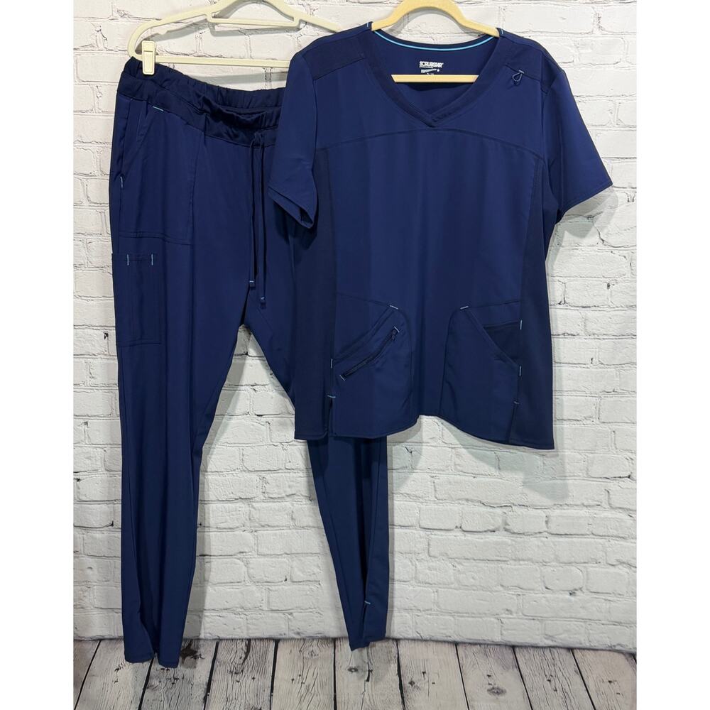 Scrubstar Performance Womens Navy Blue Ultimate Stretch Scrub Set (Size XL)
